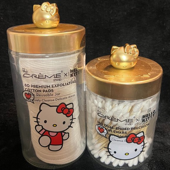 Hello Kitty Chic Reusable Matte Gold Jar Precision Cotton Swabs and Pads - Picture 5 of 9